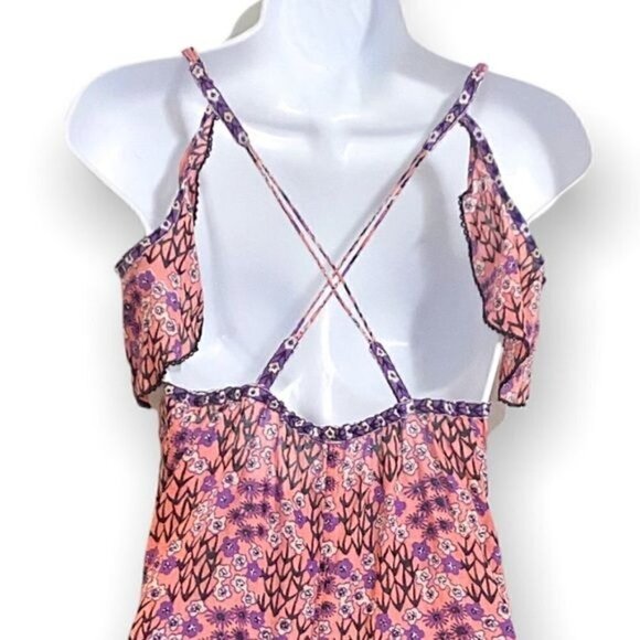 Poupette St Barth dress, Pink Cold Shoulder Criss Cross Back A line Mini dress - Picture 7 of 14